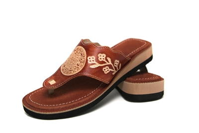 Floral Mexican Tooled Huarache Sandals