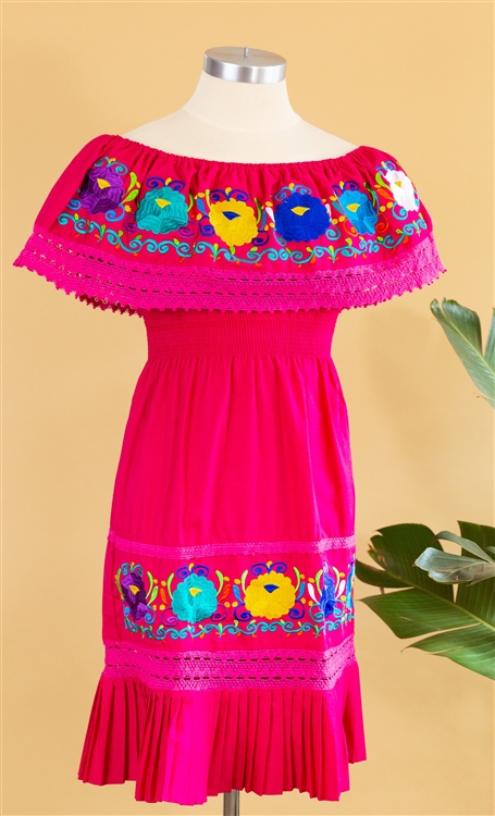 Mexican Dress, Puebla Dress, Fiesta Dress for Sale, Mexican Embroidered  Dress, Peasant Dress, Pueblo Crochet Dress, Oaxacan Dresses, Boho Mexican  Dress