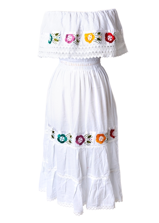 Mexican white dress with sale flowers