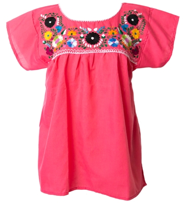 Mexican Embroidered Pueblo Blouse - Pink