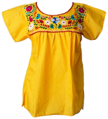 Mexican Embroidered Pueblo Blouse - Yellow