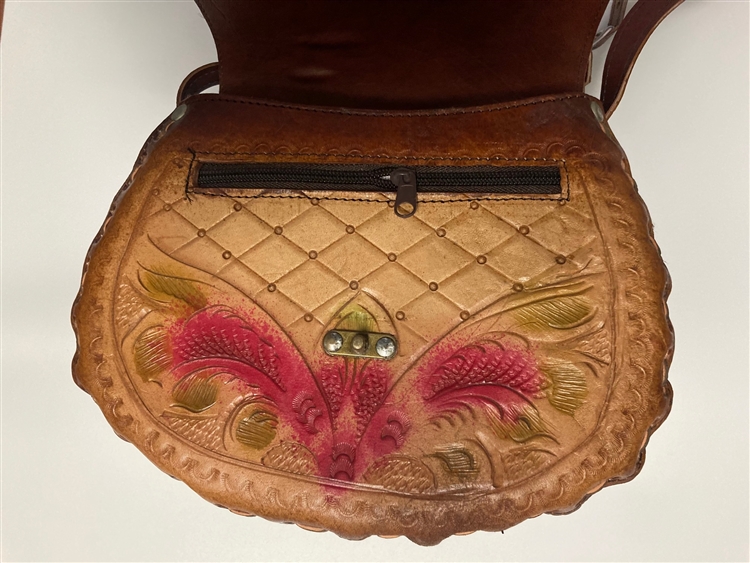 Vintage Tooled Leather Handbag, Donkey Boy/Aztec Design Purse– Papillon  Vintage Shop