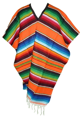 Serape Mexican Poncho - Orange