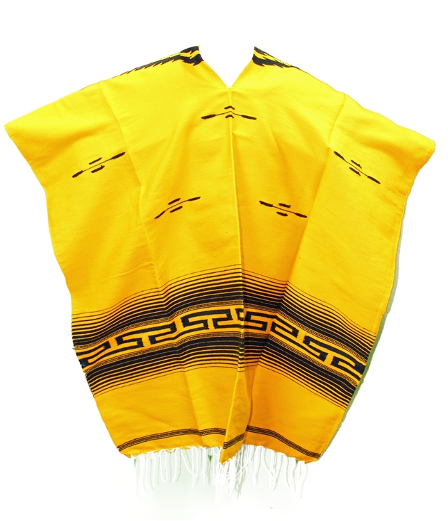 Mustard and Black Combination Poncho